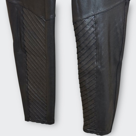 New SPANX Faux Leather Moto Leggings Black L | Edgy Biker Streetwear Athleisure - Picture 7 of 12